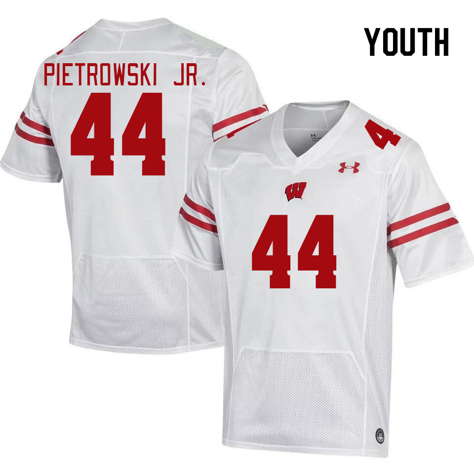 Youth #44 Jeff Pietrowski Jr. Winsconsin Badgers College Football Jerseys Stitched Sale-White